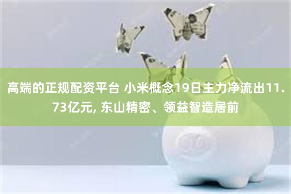 高端的正规配资平台 小米概念19日主力净流出11.73亿元, 东山精密、领益智造居前