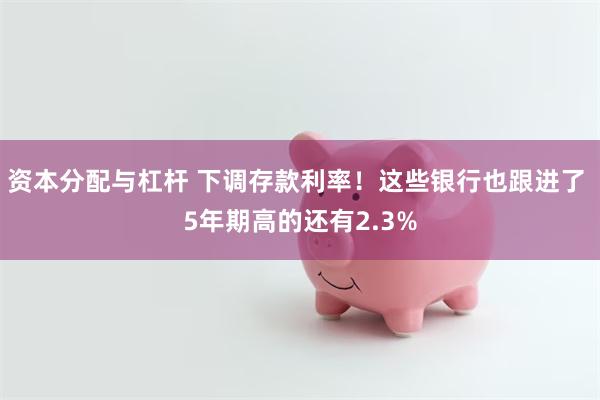 资本分配与杠杆 下调存款利率！这些银行也跟进了 5年期高的还有2.3%