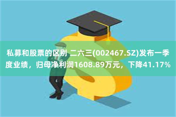 私募和股票的区别 二六三(002467.SZ)发布一季度业绩，归母净利润1608.89万元，下降41.17%